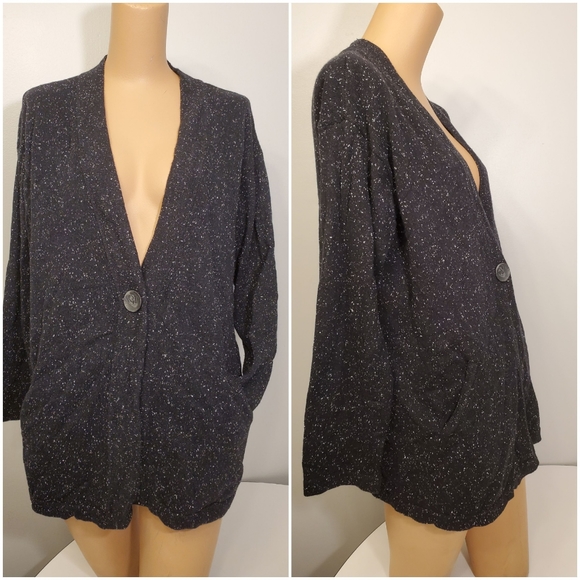 J. Jill Grey and White Speckled Cardigan - Picture 1 of 3